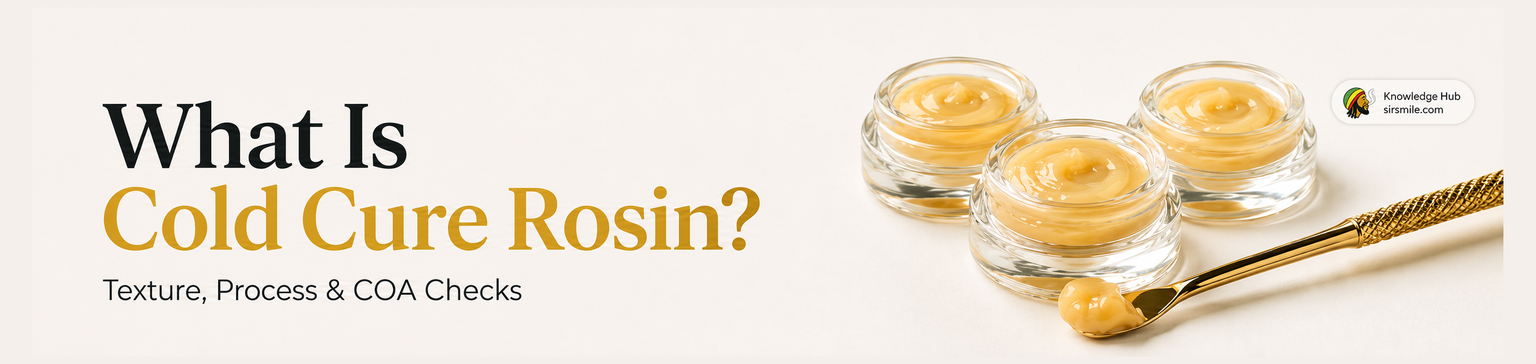 Cold cure rosin guide banner showing several creamy rosin textures